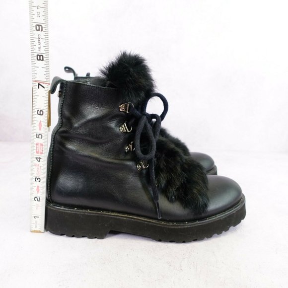Kanna Boots Women Leather 37 Black Pull On Combat Chunky Lug Sole Platform 6 Y2K - Picture 8 of 14